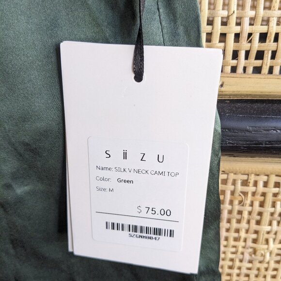 Siizu emerald green silk cami top, M, NWT - Picture 7 of 7